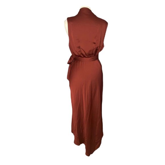 Veronica Beard Briony Wrap Midi Dress in Clay Copper 14 Satin Flattering - Picture 4 of 13